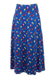 Product shot of the Rose Maxi Skirt in colour Speckled (Blue), from the front