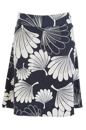 Product shot of the Adele Ain colourline Skirt Floral Fan - Bone (Black), from the front