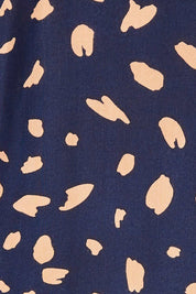 Product shot of the Dianna Blouse in colour Spot (Blue), detail