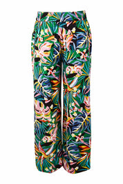 Product shot of the Stella Print Pant in colour Rainforest (Blue), from the back
