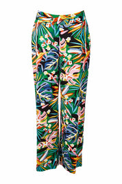 Product shot of the Stella Print Pant in colour Rainforest (Blue), from the front