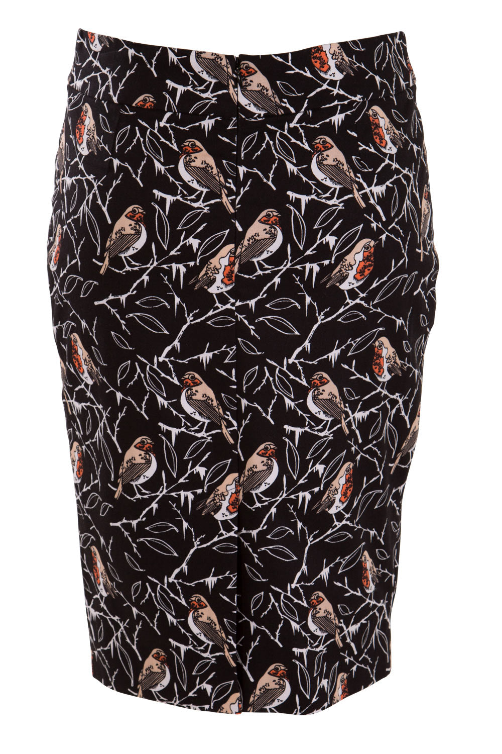 Product shot of the Piper Pencil Skirt Winter Perch in colour WintPerch (Black), from the back