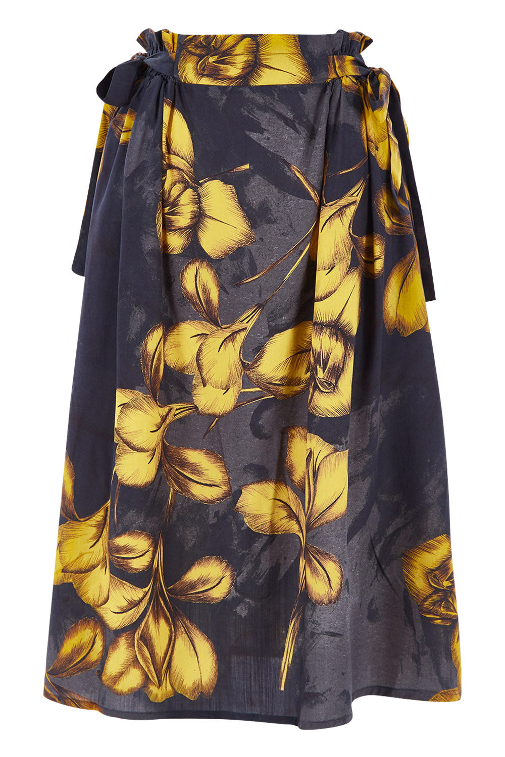 Product shot of the Birgit Tencel Skirt in colour Midnavy (Blue), from the front
