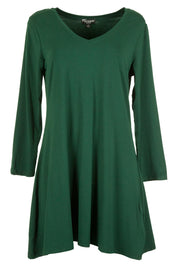 Product shot of the V Neck Long Tunic in colour Green (Green), from the front