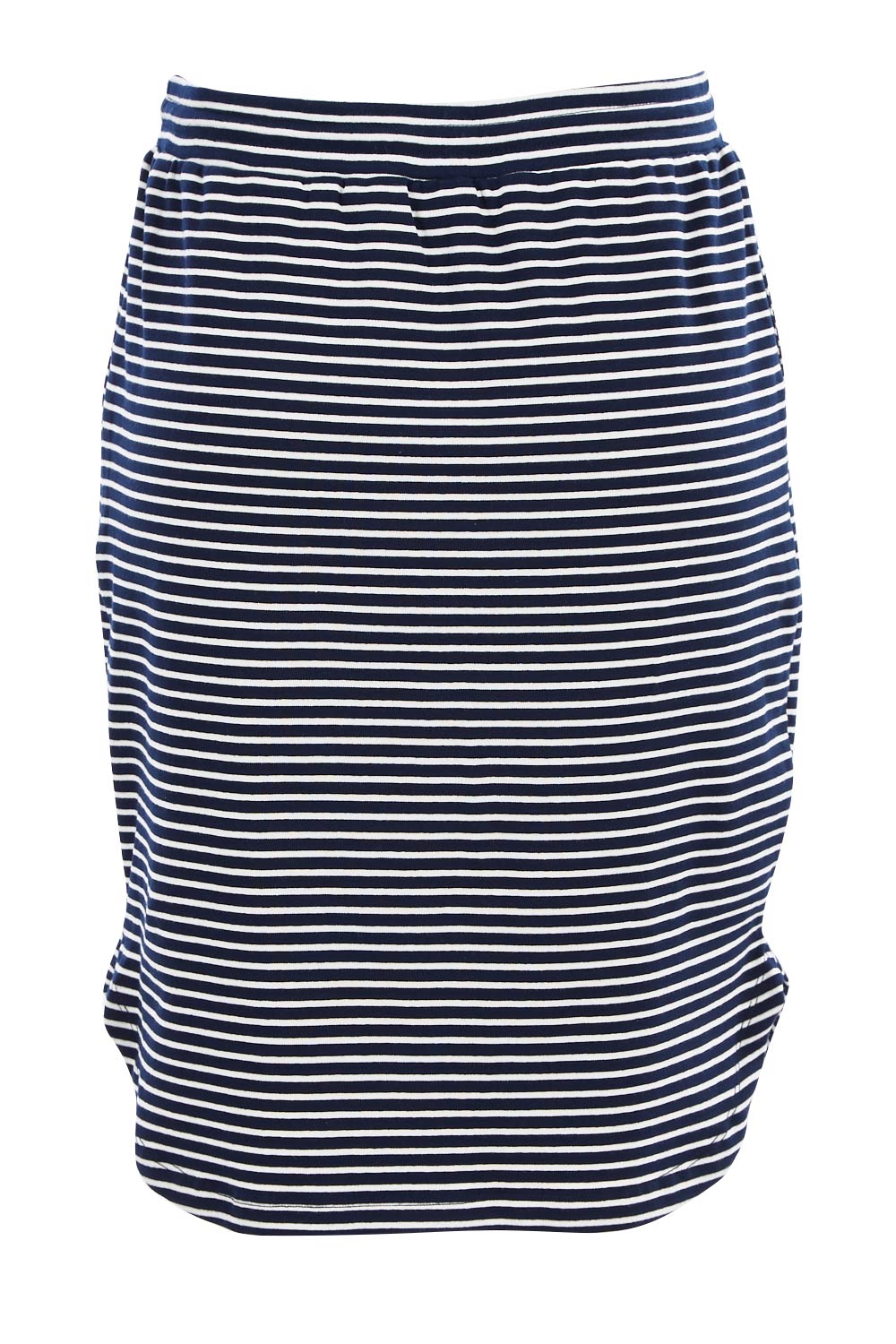 Product shot of the Stripe Skirt in colour NavyWhite (Blue), from the back