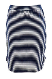 Product shot of the Stripe Skirt in colour NavyWhite (Blue), from the back