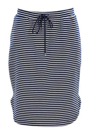 Product shot of the Stripe Skirt in colour NavyWhite (Blue), from the front