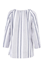 Product shot of the Multi Stripe Tab Sleeve Shirt in colour NavyWhite (White), from the back