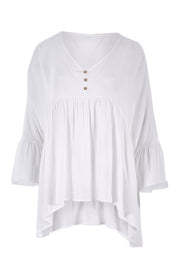 Product shot of the Ruffle Hem Top in colour White (White), from the front