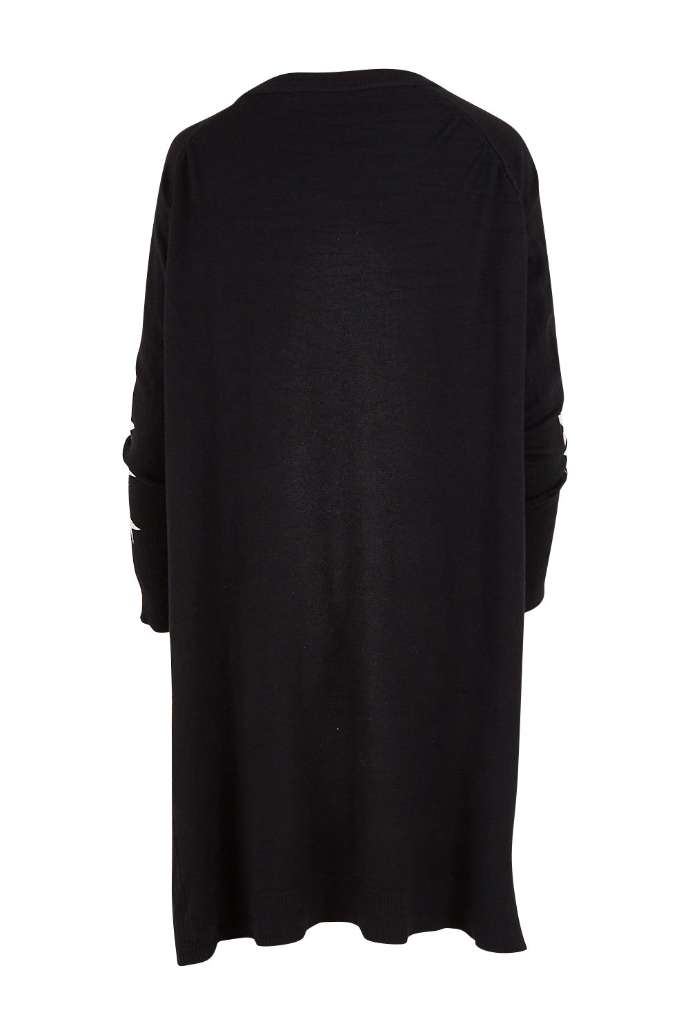 Product shot of the Longline Cardi in colour Black (Black), from the back