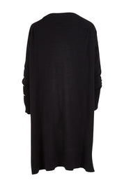 Product shot of the Longline Cardi in colour Black (Black), from the back