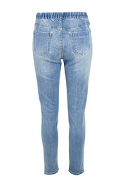 Product shot of the Reversible Jean in colour Denim (Blue), from the back