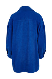 Product shot of the Zoe Cord Shacket in colour Cobalt (Blue), from the back