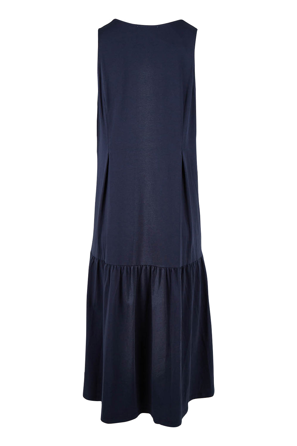 Product shot of the Veuve Cotton Dress in colour Navy (Blue), from the back