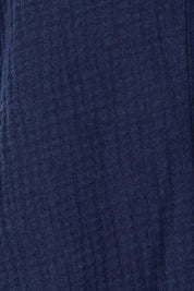 Product shot of the Byron Cotton Top in colour Navy (Blue), detail