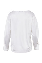 Product shot of the Front Thread Top in colour White (White), from the back