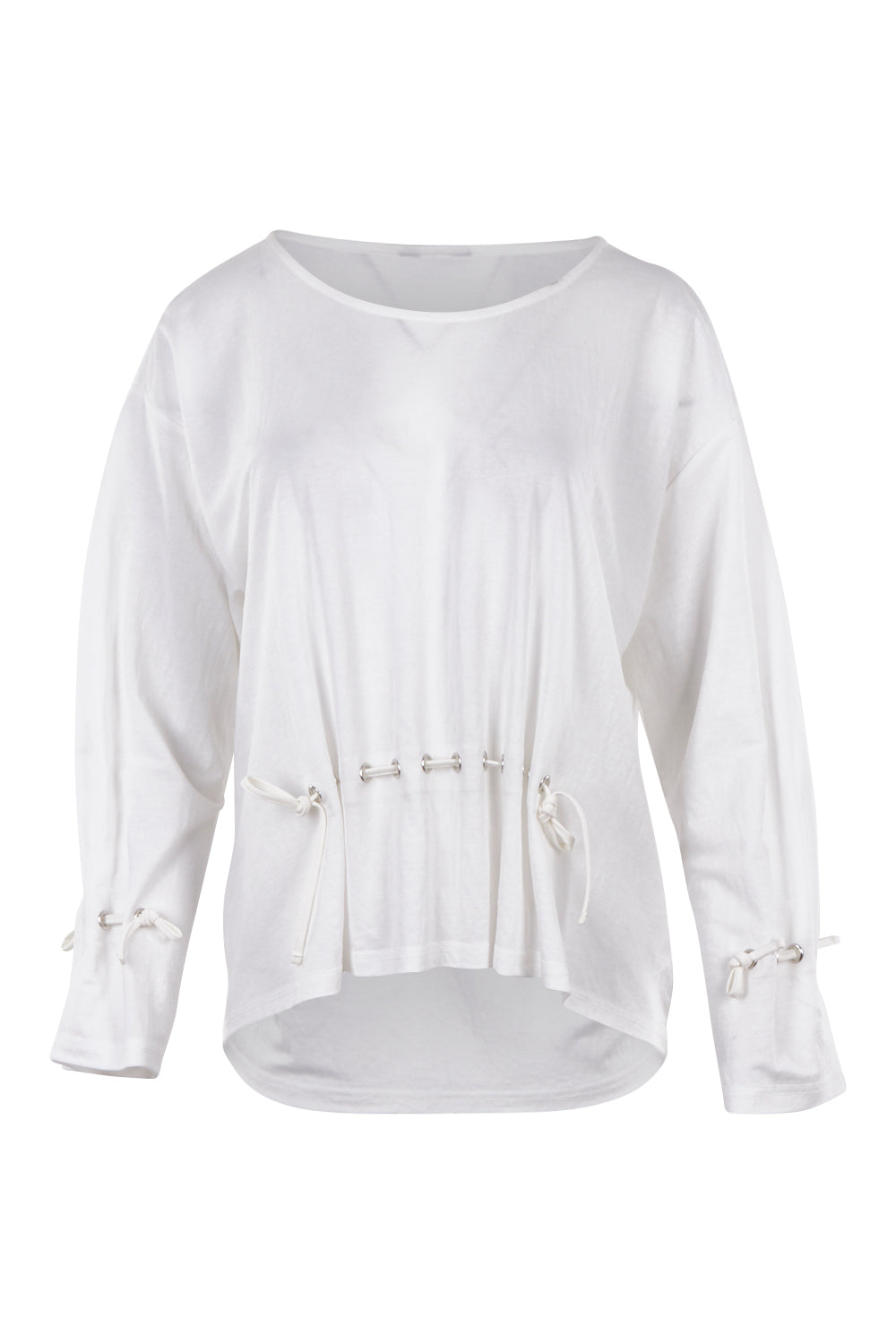 Product shot of the Front Thread Top in colour White (White), from the front