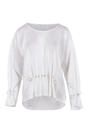 Product shot of the Front Thread Top in colour White (White), from the front