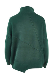 Product shot of the Boxy Seam Detail Knit in colour Seagreen (Green), from the back