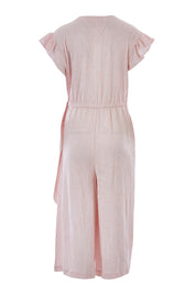 Product shot of the Sunset Jumpsuit in colour Whitewild (White), from the back