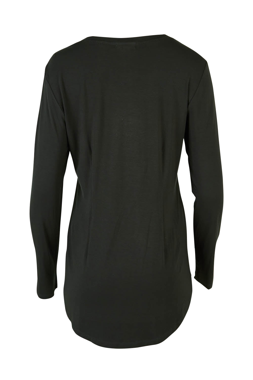 Product shot of the Classic Fit Long Sleeve Modal Tee in colour Deepgreen (Green), from the back