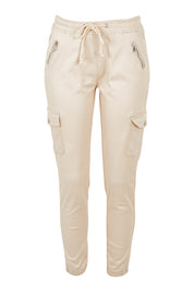 Product shot of the Harlow Cargo Jogger in colour Beige, from the front
