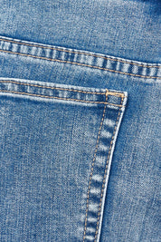 Product shot of the Katie Highin colourWaisted Front Pocket Wide Leg Jean - Lightdenim (Blue), detail