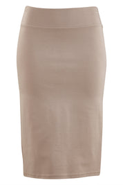 Product shot of The Ponte Knee Length Pencil Skirt in colour Beige, from the front