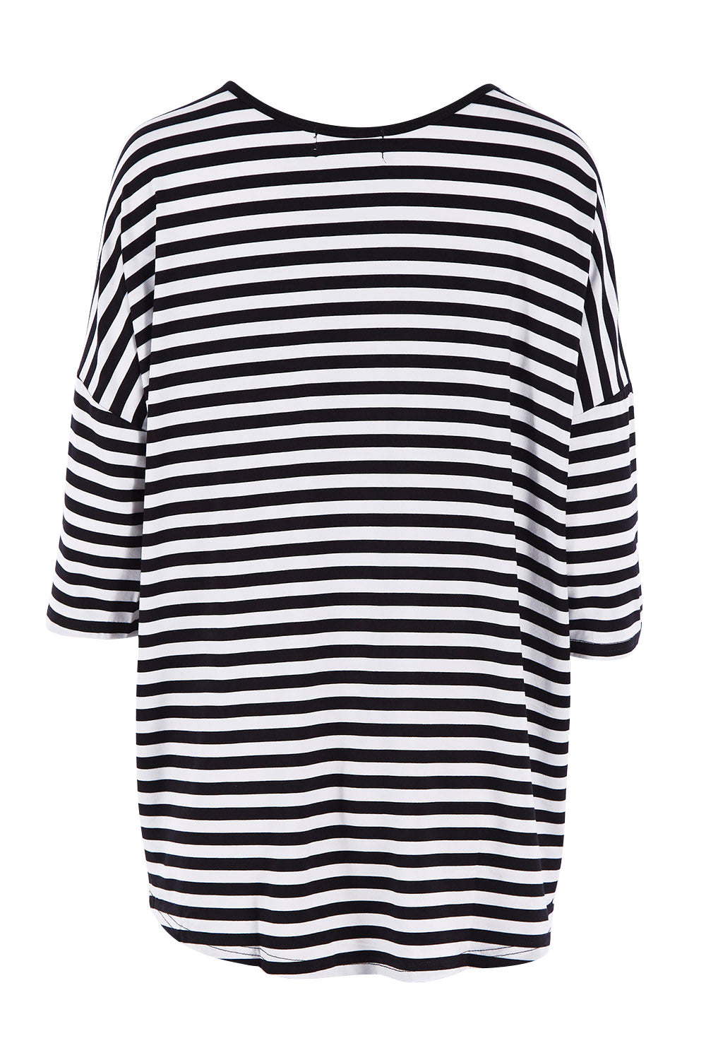 Product shot of the Thin Stripe Bamboo Hi Low Top in colour Blackwhite (White), from the back