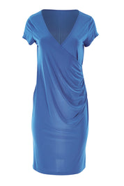 Product shot of the Side Detail Dress in colour Blue (Blue), from the front