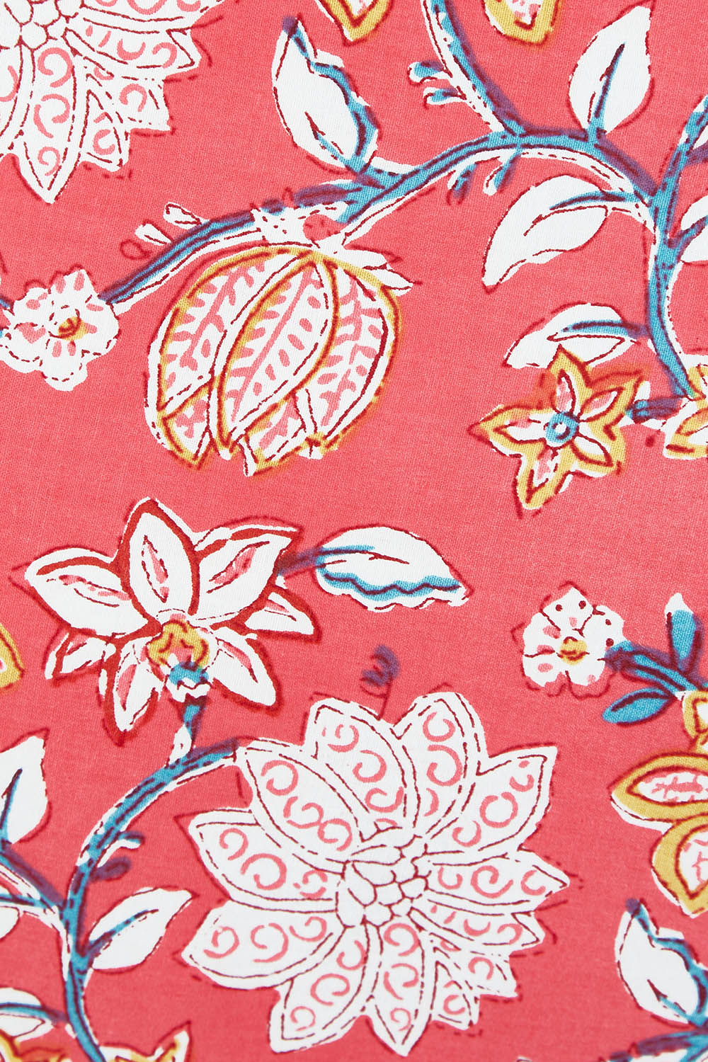 Product shot of the Beth Wrap Skirt in colour Asterprint (Pink), detail