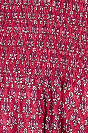 Product shot of the Polly Tiered Dress in colour Corfu (Red), detail
