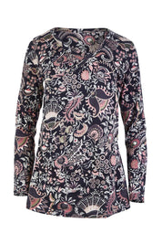 Product shot of the Ingrid L/S Top in colour Persian (Black), from the front