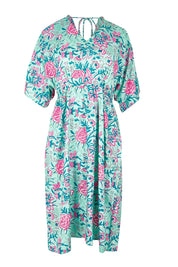 Product shot of the Evie Dress in colour Crete (Blue), from the front