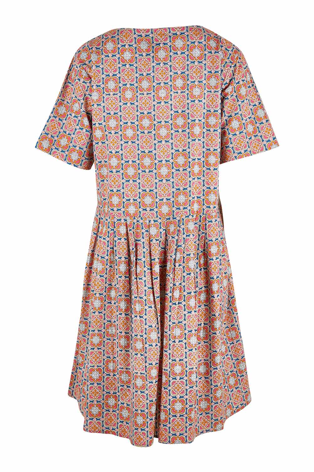 Product shot of the Billie Drop Waist Dress in colour Hermes (Pink), from the back