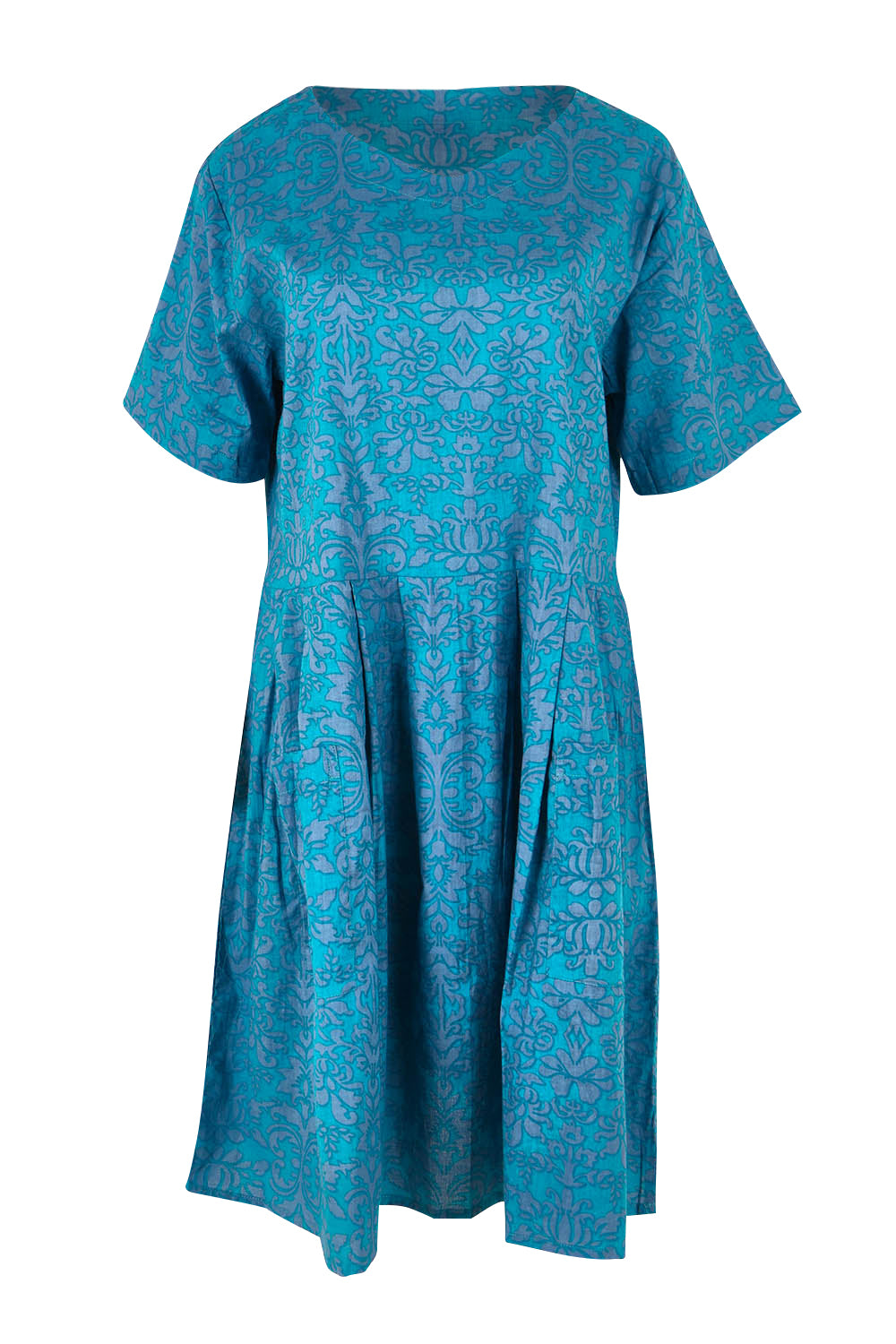 Product shot of the Billie Dress in colour Berlin (Blue), from the front