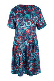 Product shot of the Billie Dress in colour Tinaprint (Blue), from the front