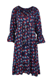 Product shot of the Valeria Dress in colour Soho (Blue), from the front