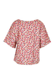 Product shot of the Ruth Reversible Top in colour Ditsybeige (Pink), from the back