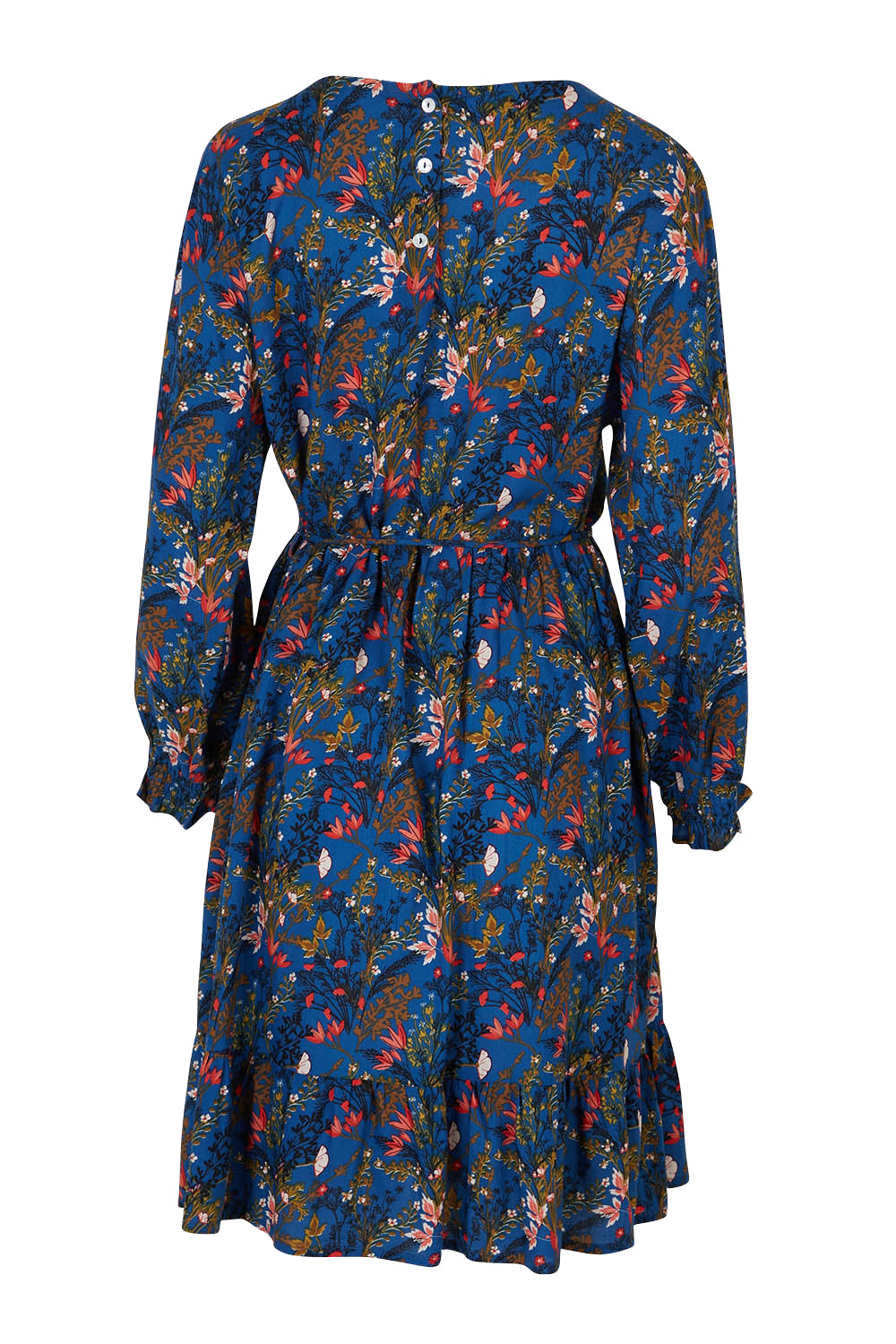 Product shot of the Rome Dress in colour Corsica (Blue), from the back