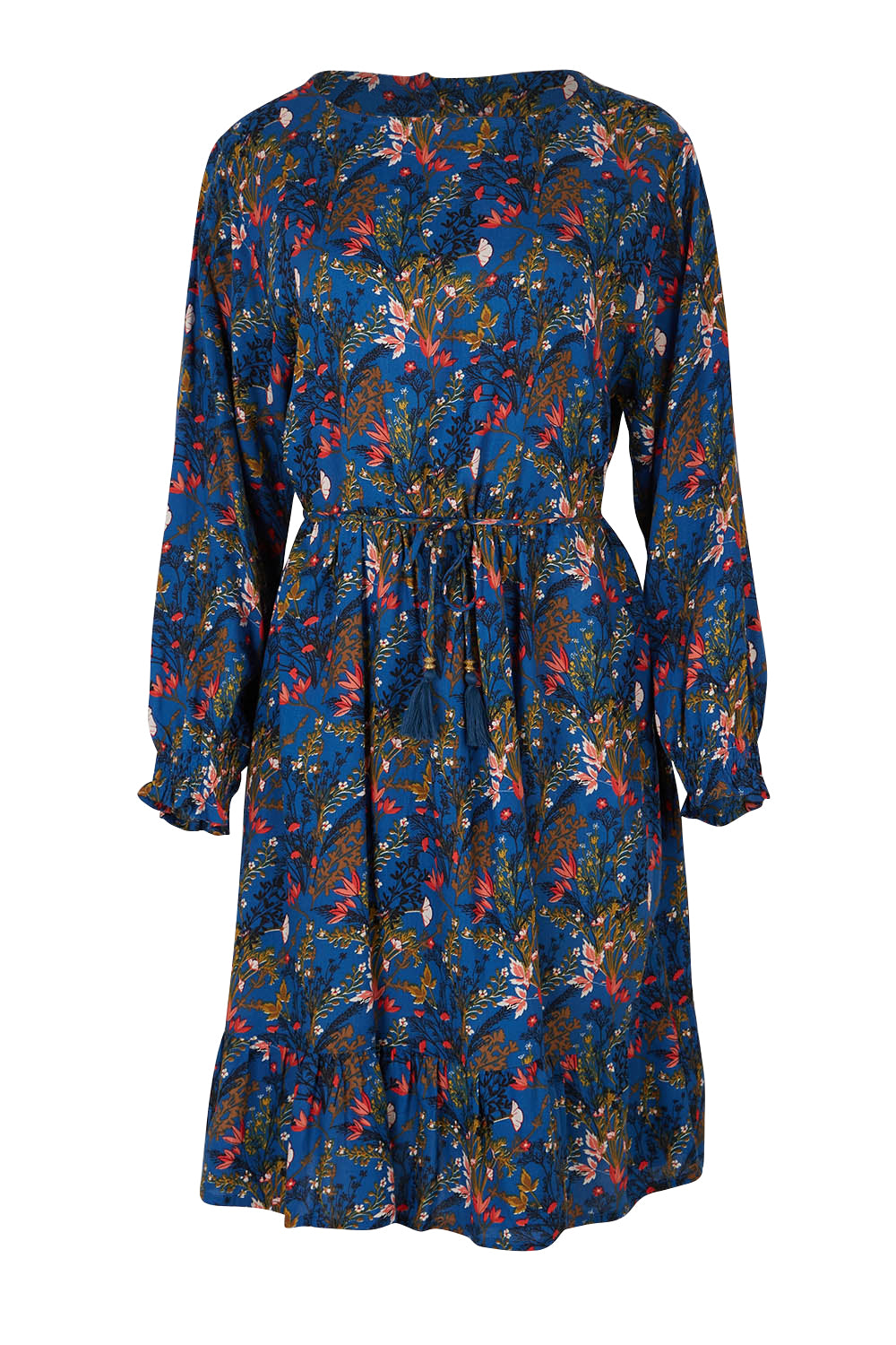 Product shot of the Rome Dress in colour Corsica (Blue), from the front