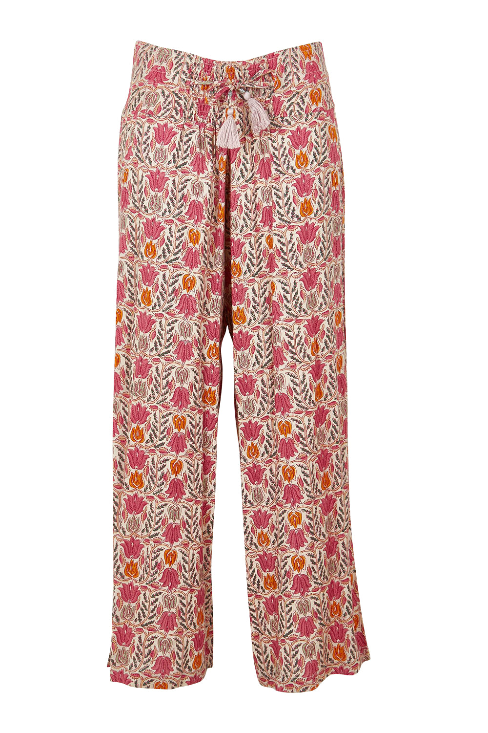Product shot of the Nat Pant in colour Rhodes (Pink), from the front