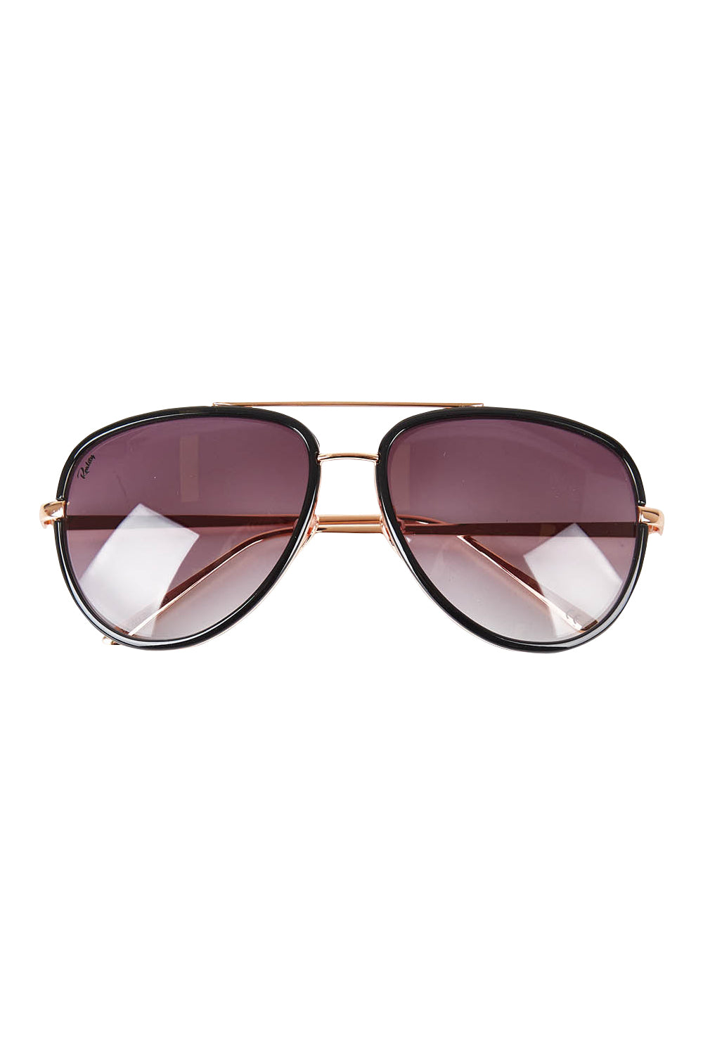 Product shot of the Disco Inferno Aviator Sunglasses in colour Black (Black), from the front