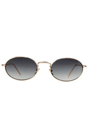 Product shot of the Helsinki Sunglasses in colour Goldgreen (Metallics), from the front