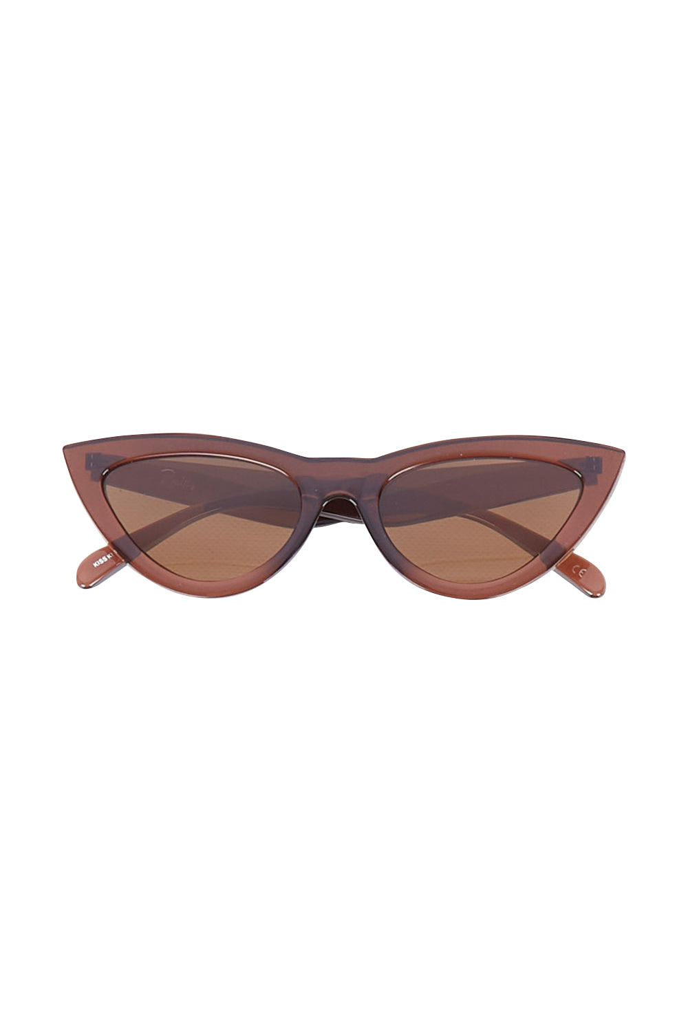 Product shot of the Kiss Kiss Sunglasses in colour Mocca, from the front