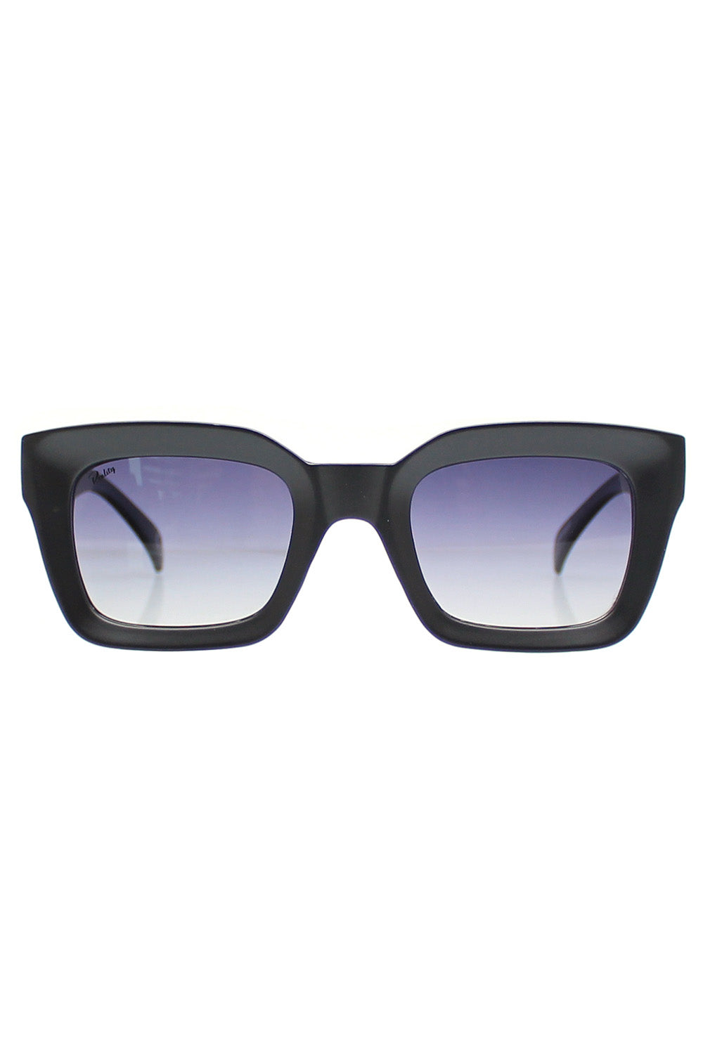 Product shot of the Onassis Polarized Square Sunglasses in colour Mattblack (Black), from the front