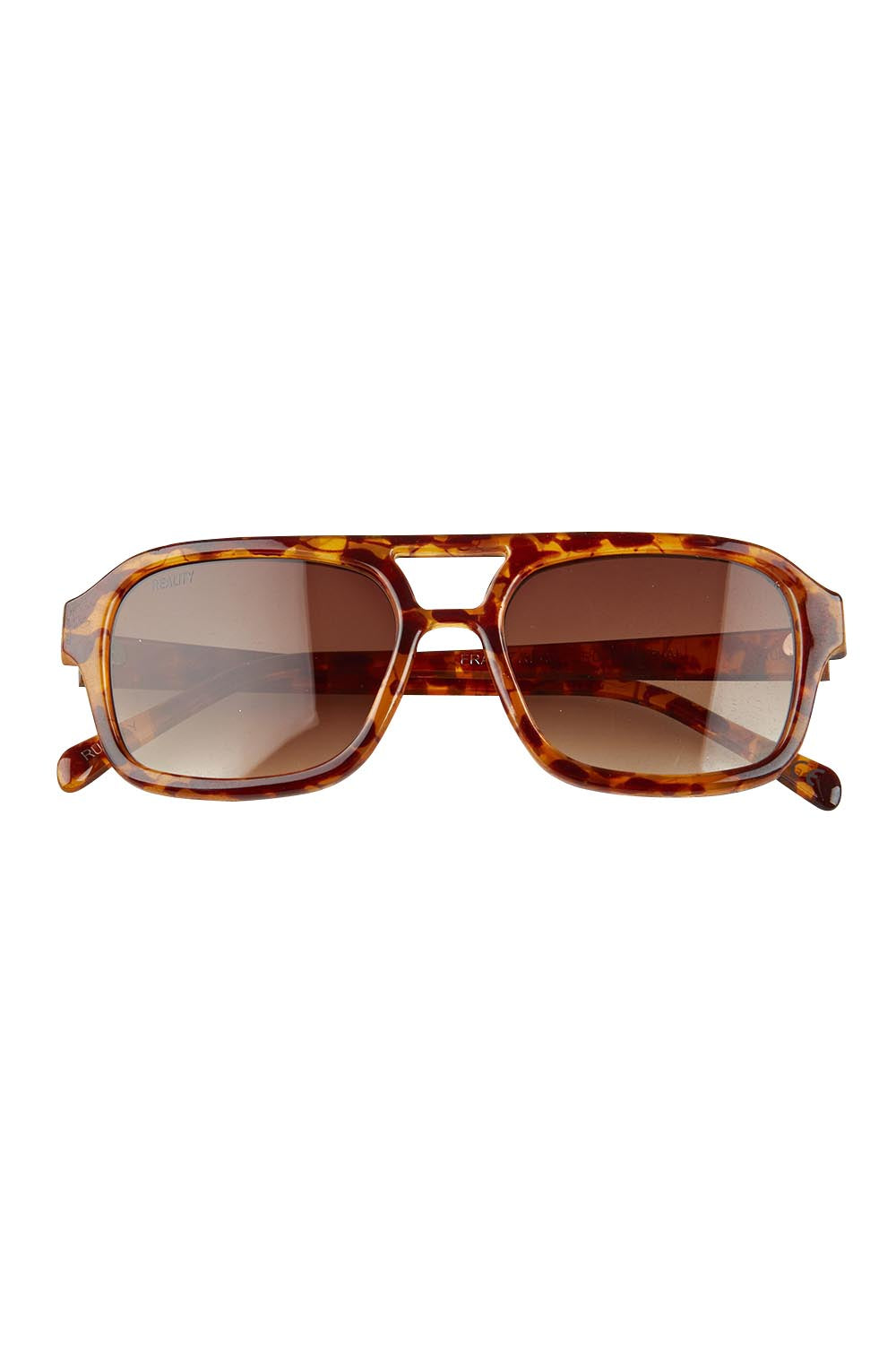 Product shot of the Runway Sunglasses in colour Barkturtle, from the front