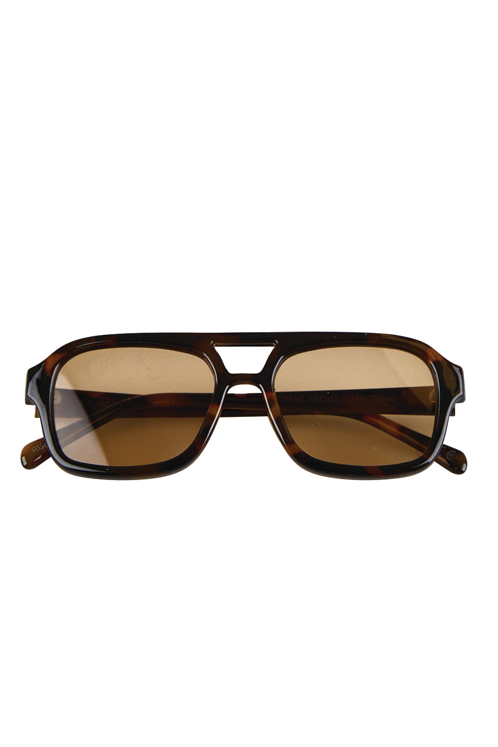 Product shot of the Runway Sunglasses - Turtle in colour Turtle, from the front