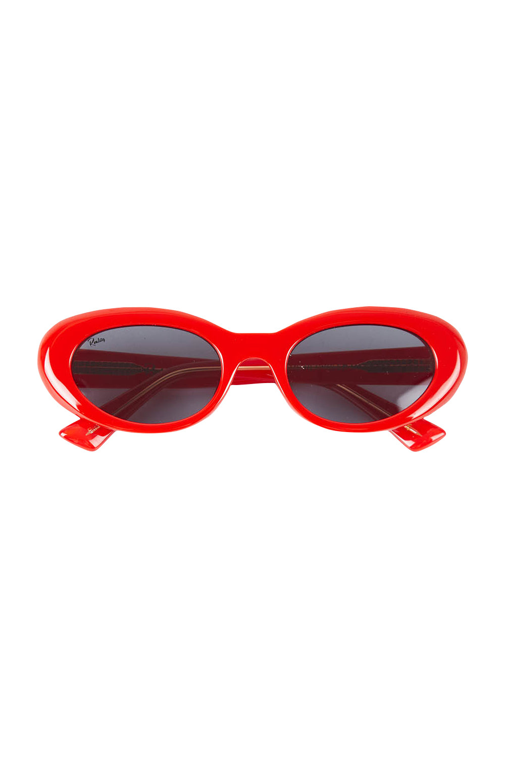 Product shot of the Siren Cats Eye Sunglasses in colour Red (Red), from the front