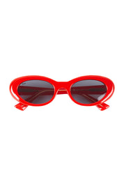 Product shot of the Siren Cats Eye Sunglasses in colour Red (Red), from the front